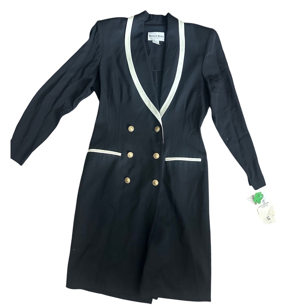 Danny & Nicole Black Midi Dress with White Trim